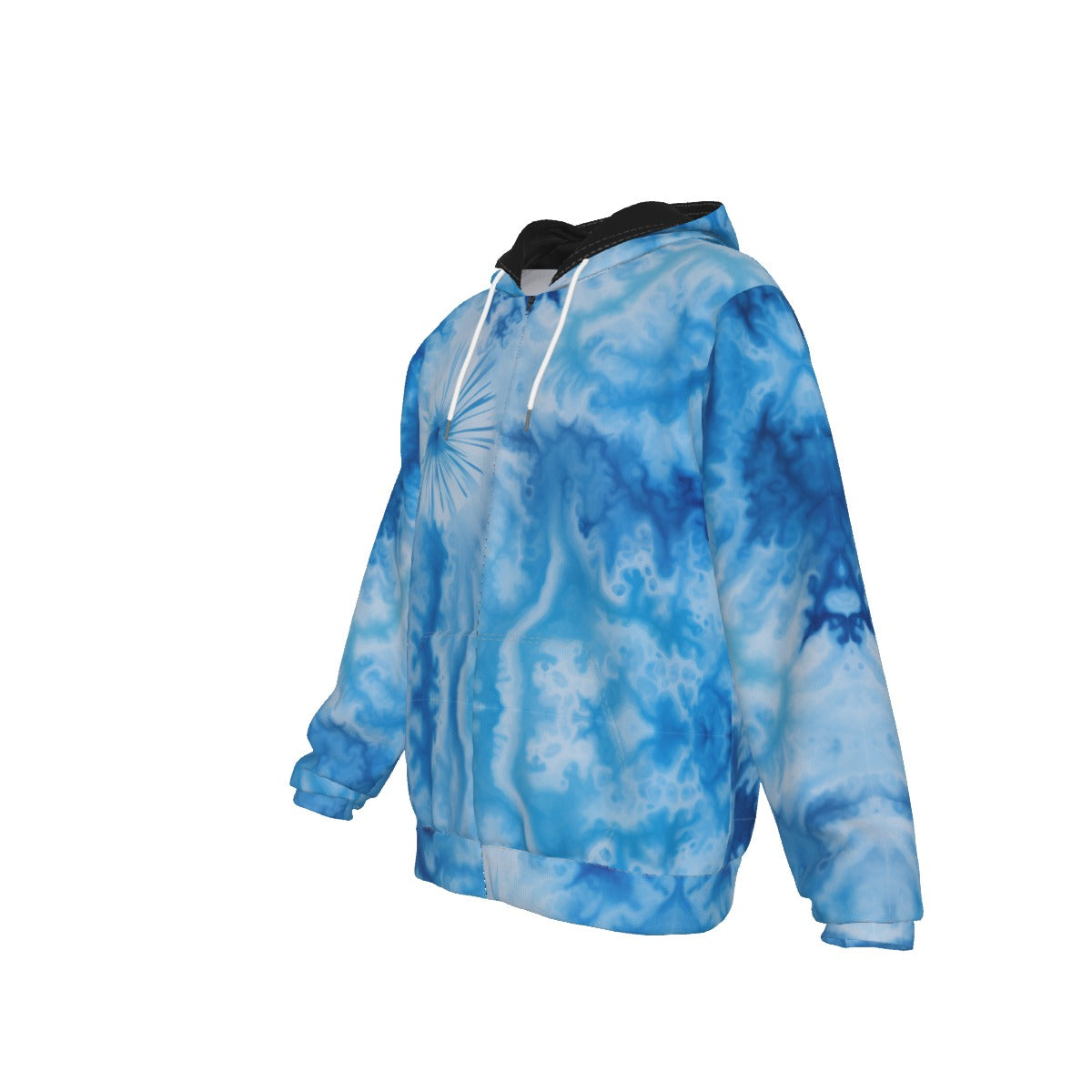 All-Over Print Zip Up Hoodie With Pocket