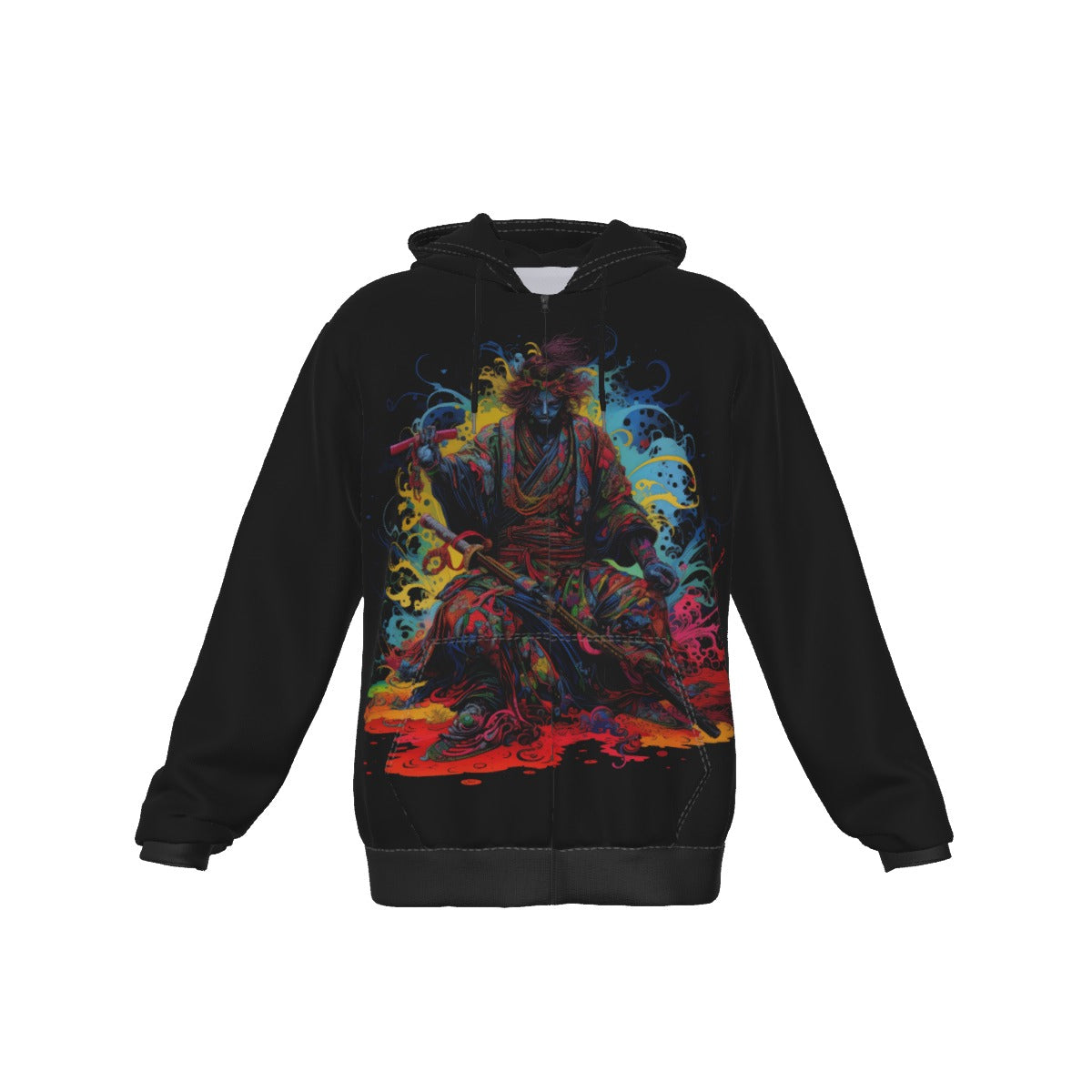 All-Over Print Zip Up Hoodie With Pocket