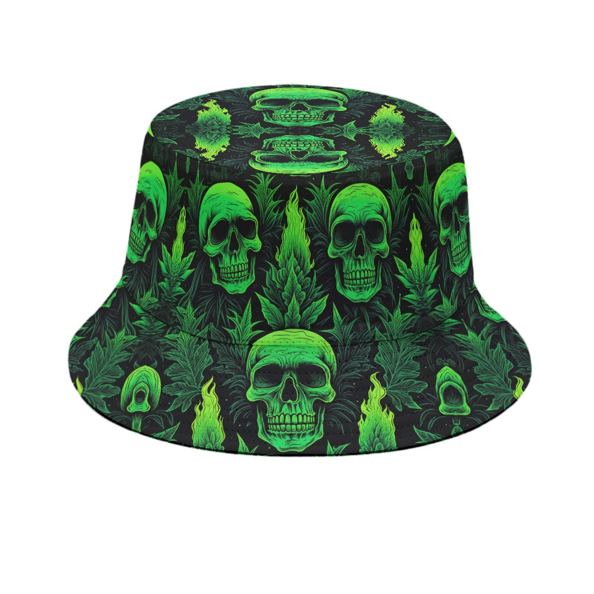 Bucket Hat Green Skull