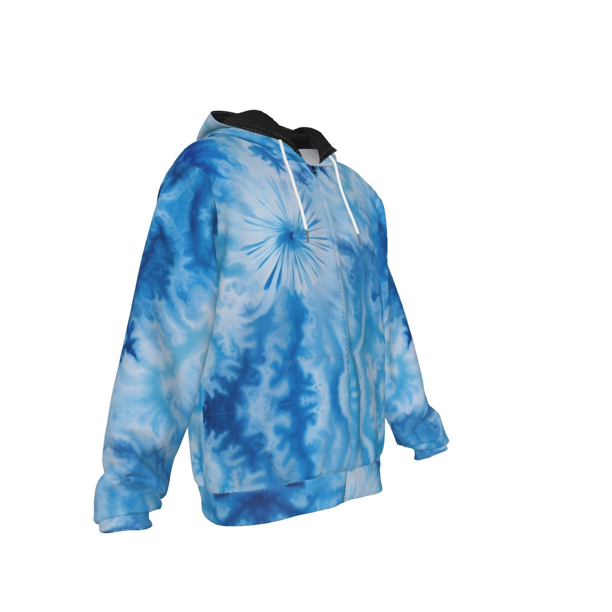 All-Over Print Zip Up Hoodie With Pocket