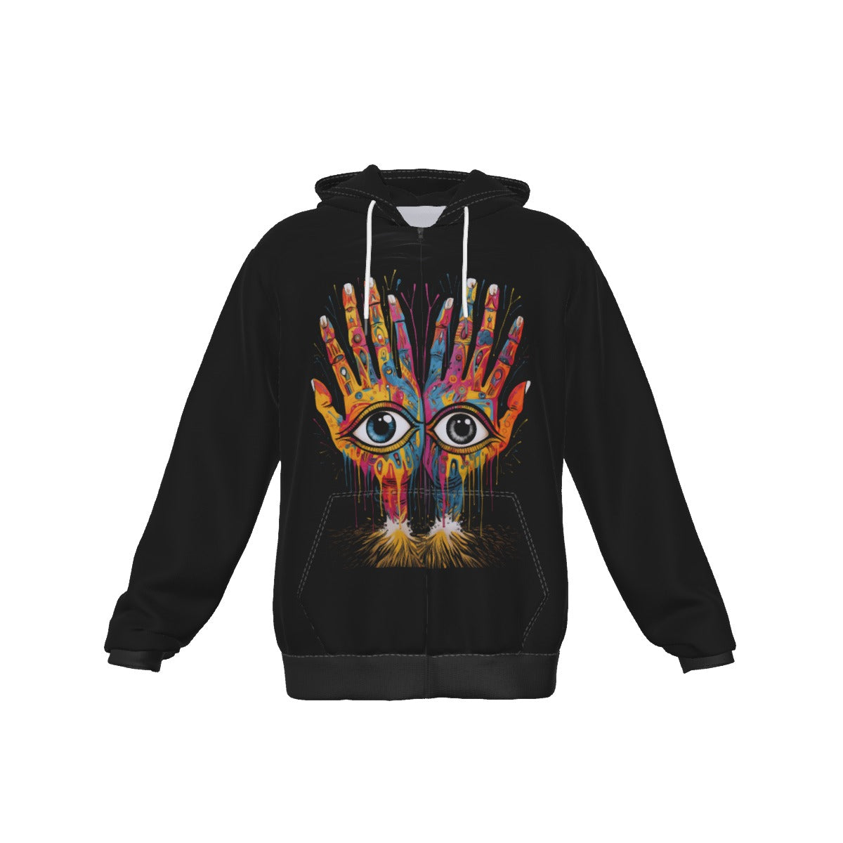 Zip Up Hoodie With Pocket Eye Hands
