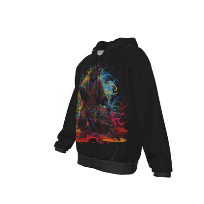 All-Over Print Zip Up Hoodie With Pocket