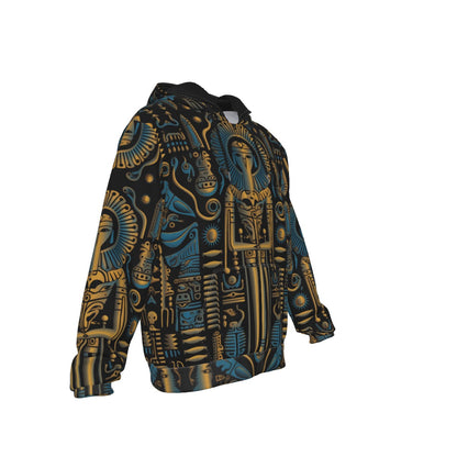 All-Over Print Zip Up Hoodie With Pocket