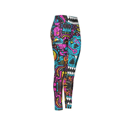 All-Over Print Women's High Waist Leggings | Side Stitch Closure