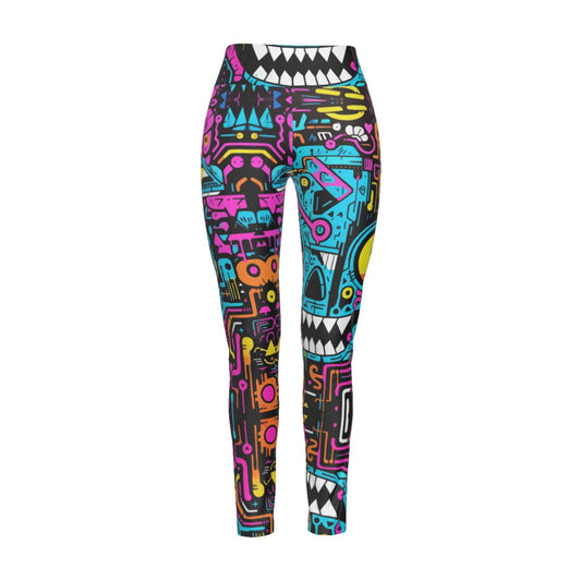 All-Over Print Women's High Waist Leggings | Side Stitch Closure