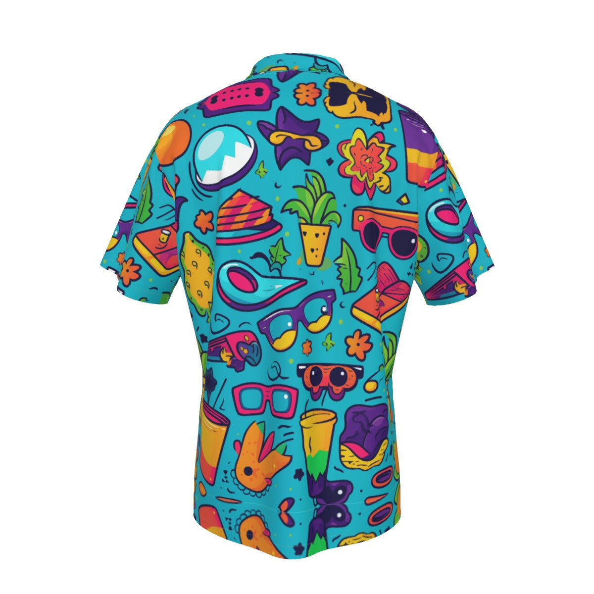 Hawaiian Shirt With Pocket Turquoise Beach