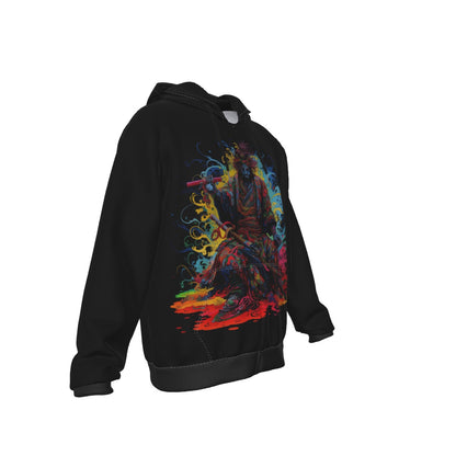 All-Over Print Zip Up Hoodie With Pocket