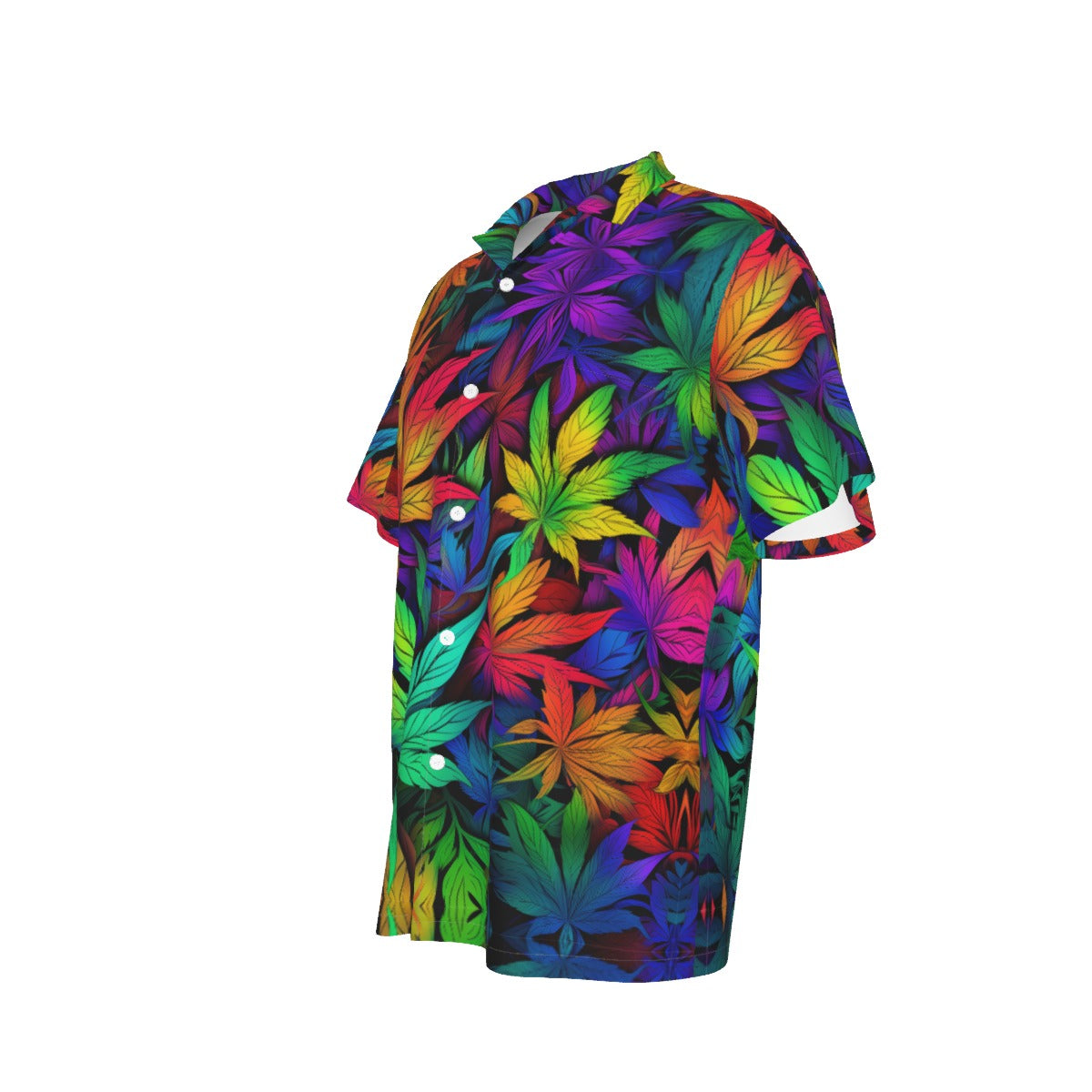 Hawaiian Shirt With Pocket Rainbow Leafs