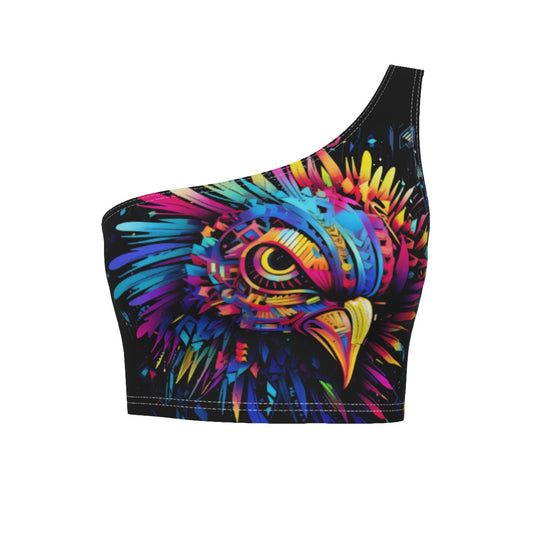 All-Over Print Women's One-Shoulder Cropped Top