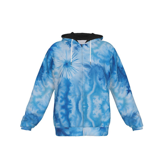 All-Over Print Zip Up Hoodie With Pocket