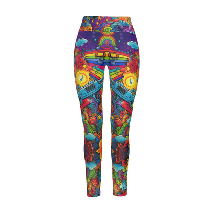 All-Over Print Women's High Waist Leggings | Side Stitch Closure