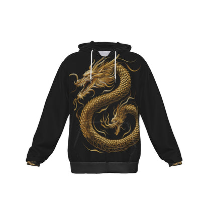 Zip Up Hoodie With Pocket Golden Dragon