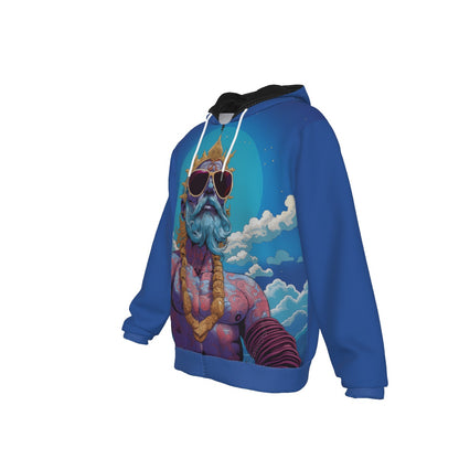 All-Over Print Zip Up Hoodie With Pocket