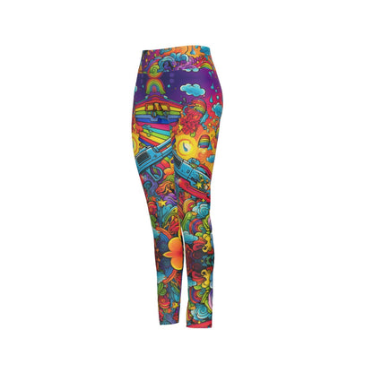 All-Over Print Women's High Waist Leggings | Side Stitch Closure