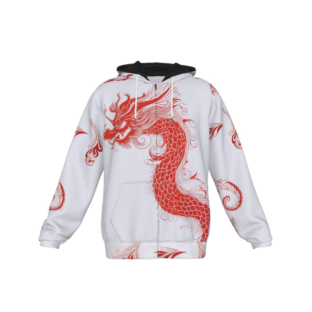 All-Over Print Zip Up Hoodie With Pocket