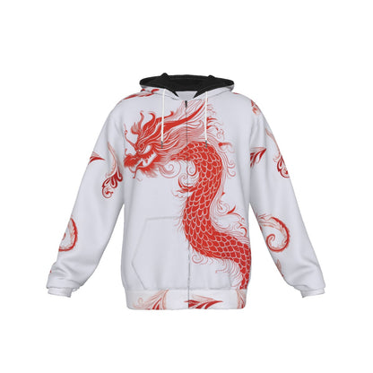 All-Over Print Zip Up Hoodie With Pocket