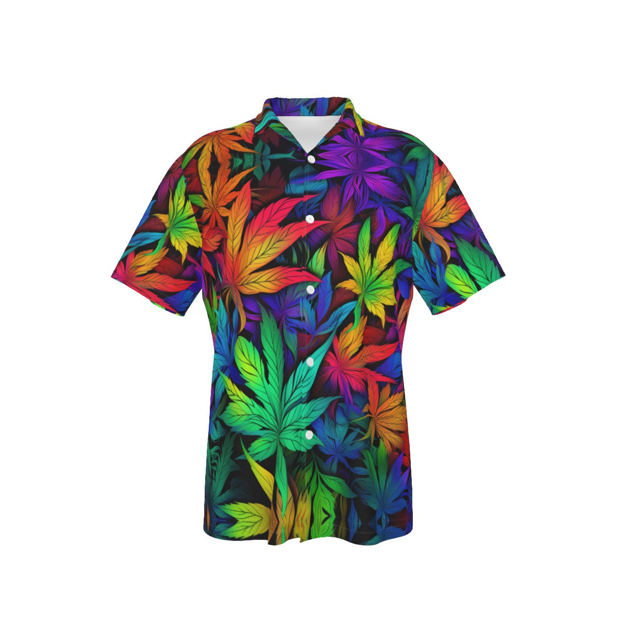 Hawaiian Shirt With Pocket Rainbow Leafs