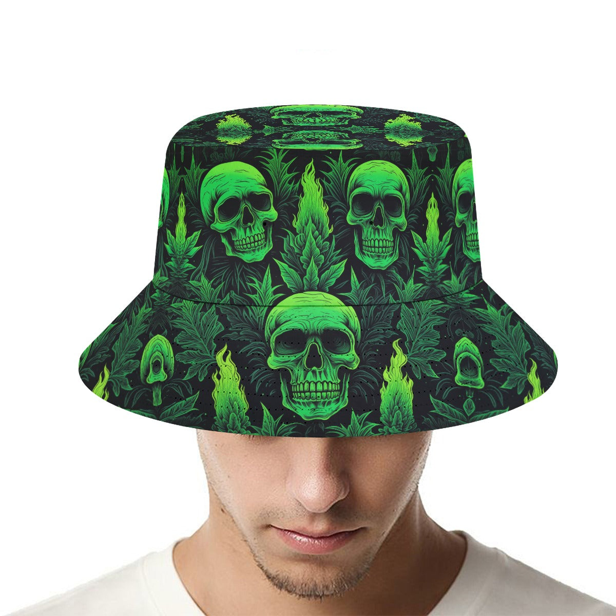 Bucket Hat Green Skull