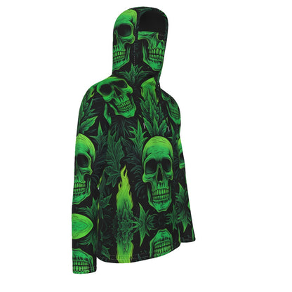 Pullover Hoodie With Mask Green Skull